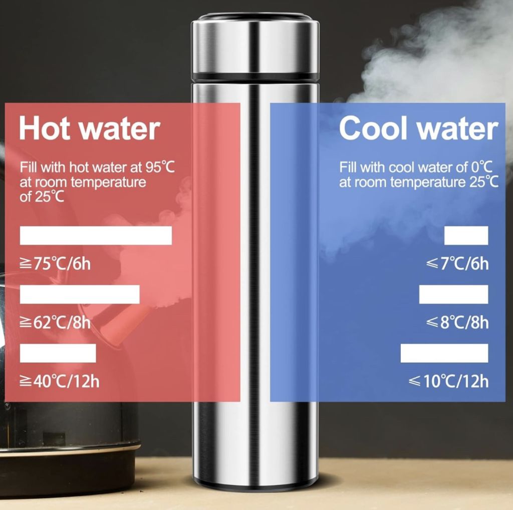 Thermos Con Colino Da Tè 1.1 Litri - Acciaio Inox, Indicatore Temperatura E Manico In Legno