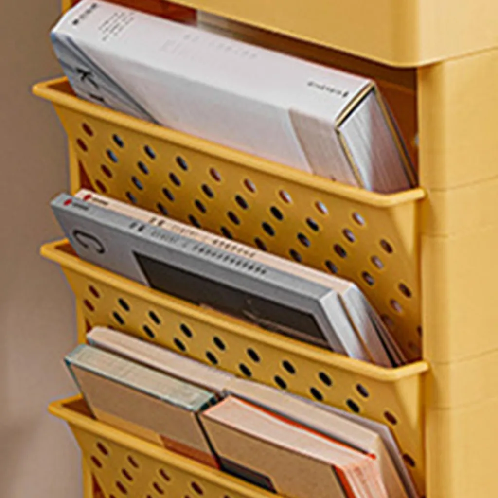 Bibliothèque Mobile Orange à Roulettes en Plastique Haute Capacité - 4