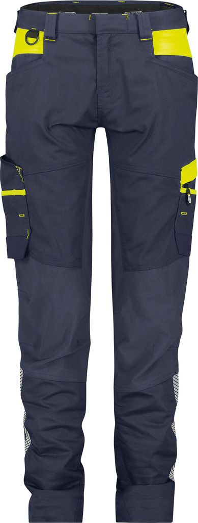 DASSY Hong Kong Women Stretch-Arbeitshose für Damen Nachtblau/Neongelb 40