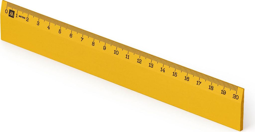 Metrie | Scholar-20SG Holzlineal dunkelgelb mit mm-Skala | 20 cm