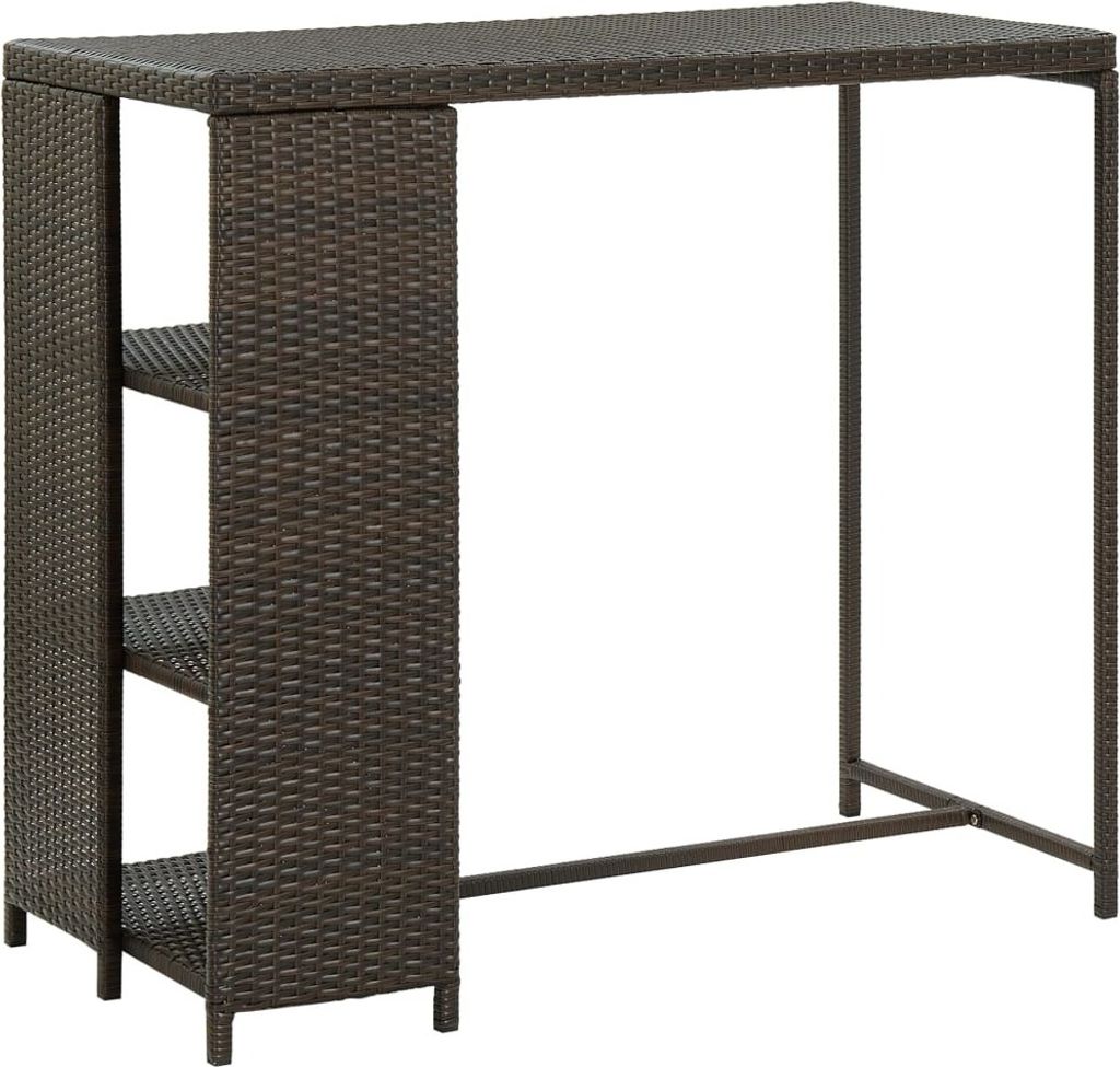 Bartisch mit Regal Braun 120x60x110 cm Poly Rattan