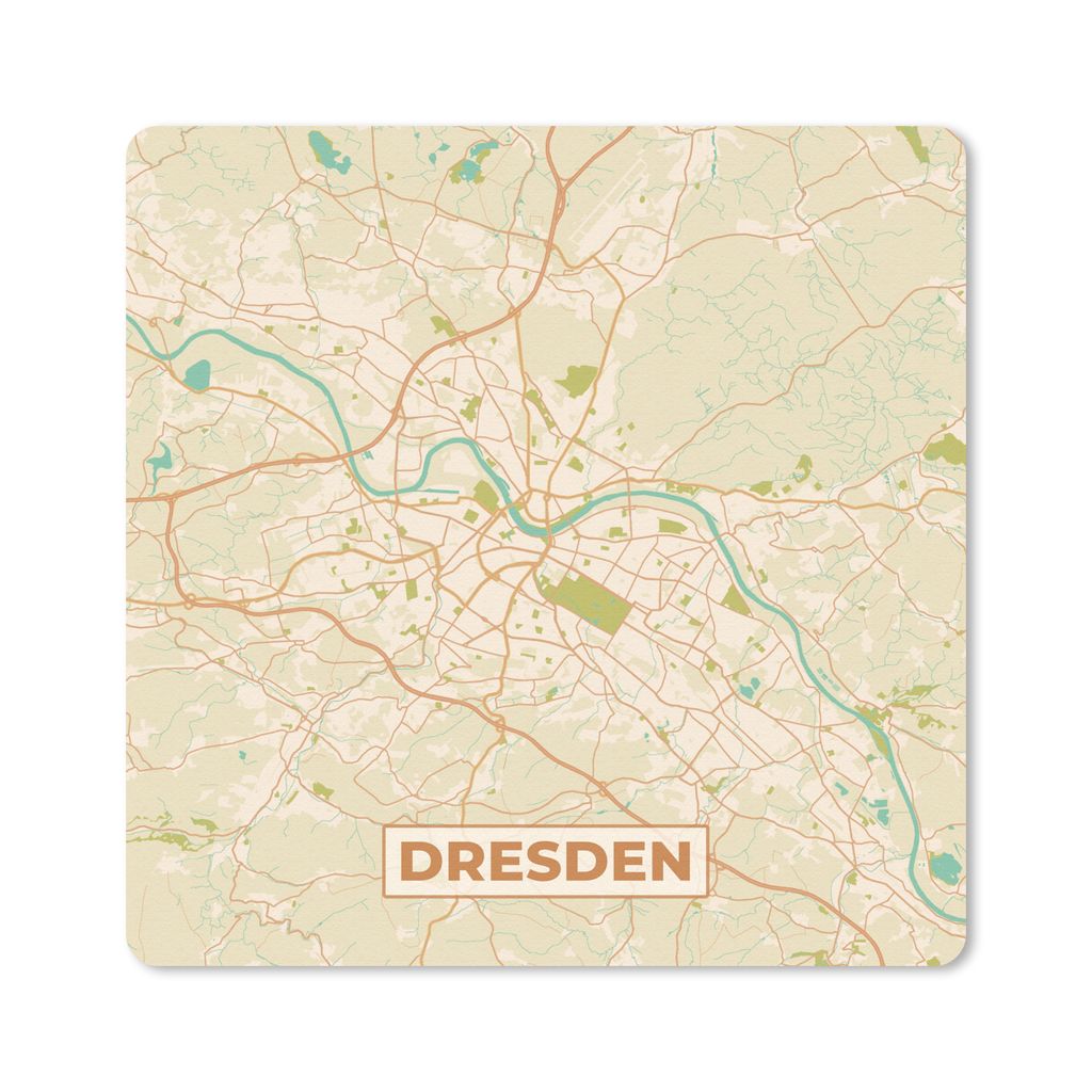 MuchoWow Mauspad Mousepad Stadtplan - Dresden - Vintage - Stadtplan 20x20 cm - Mousepads - Maus Mat - Pad - Mausunterlage - Desk Mat - Bureauarti...