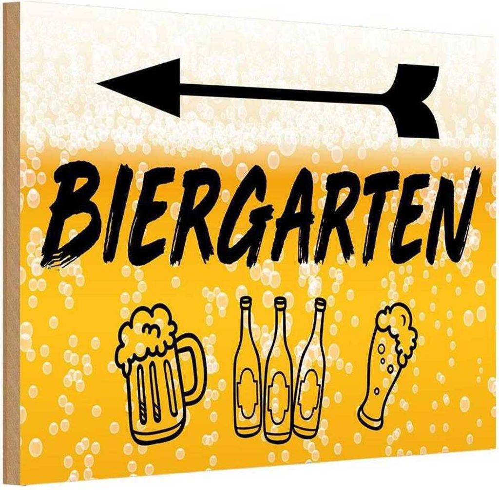 vianmo Holzschild 12x18 cm Biergarten links Bier