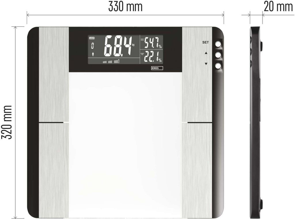 EMOS Digitale Personenwaage mit BMI und Memory Funktion, Produktbild 8
