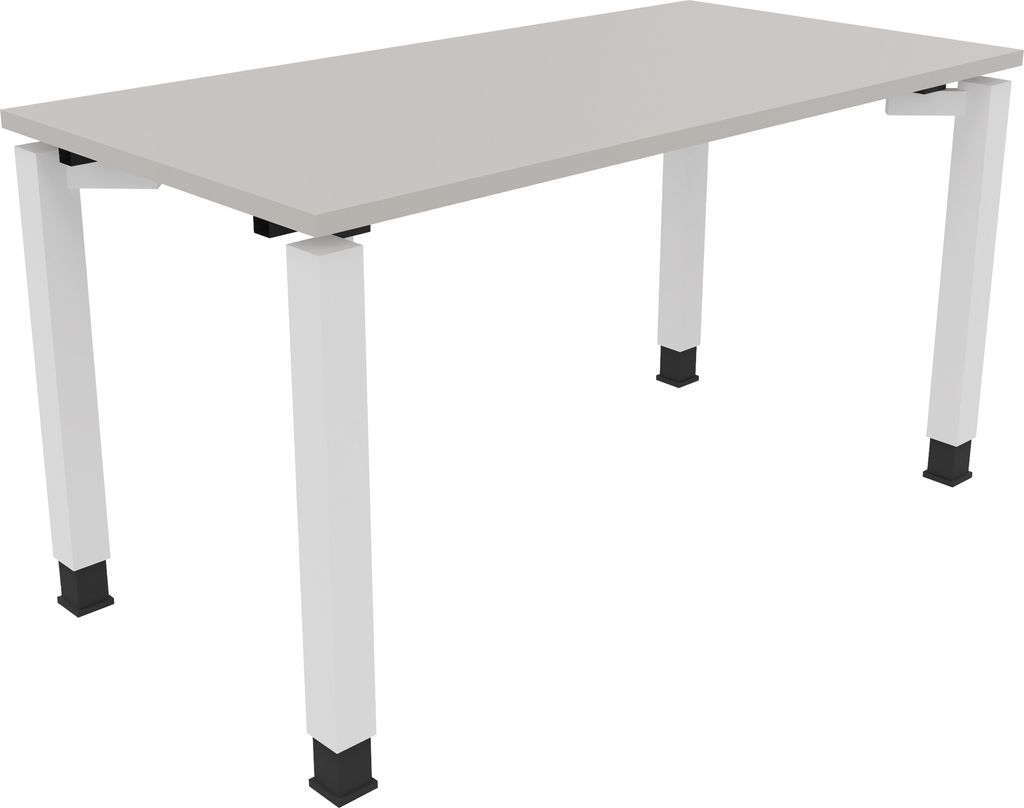 Schreibtisch Vierfuß Quadratrohr B1400xT700xH680-820 ws/Lichtgrau