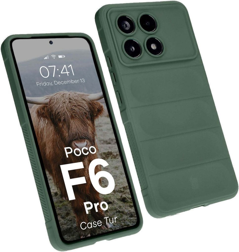 Pancerne etui Bizon Case Tur do Xiaomi Poco F6 Pro, ciemnozielone