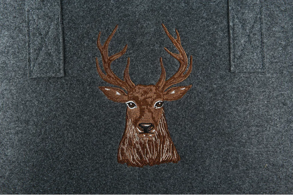 Panier à bûches ou journaux en feutre cerf gris 40cm lot de 2 Gilde