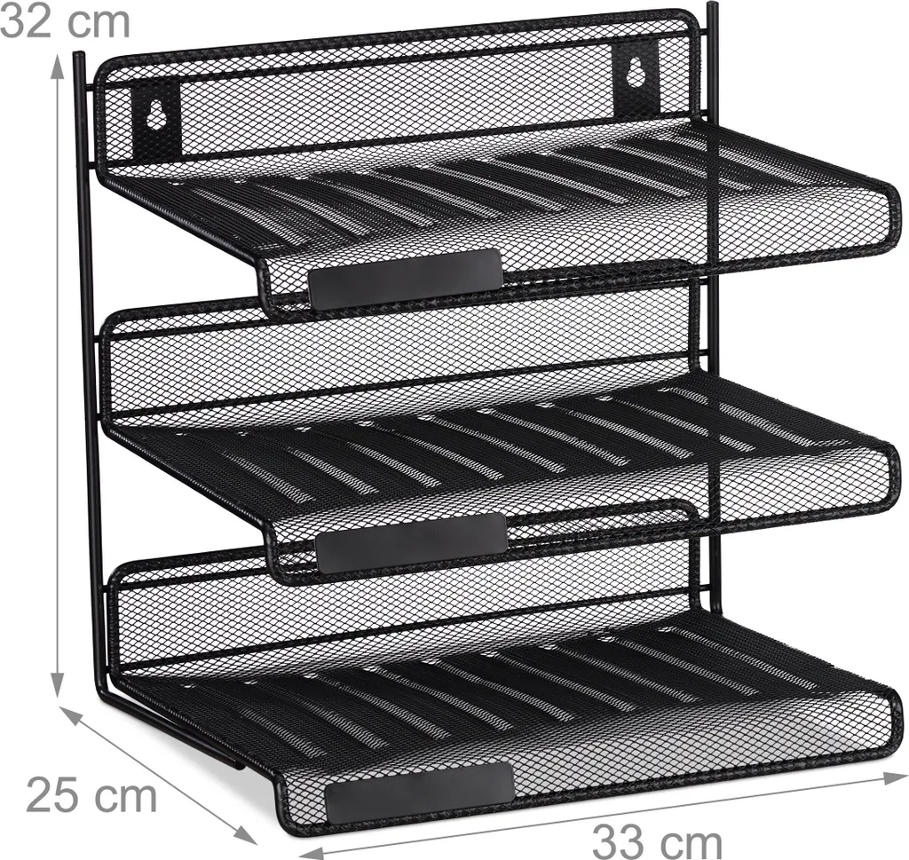 Rangement bureau pour documents A4 avec 3 bacs à courrier superposables
