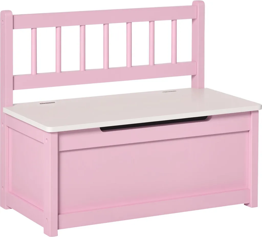 Petit Banc de Rangement Rose pour Salon et Chambre Enfant 60 cm Large