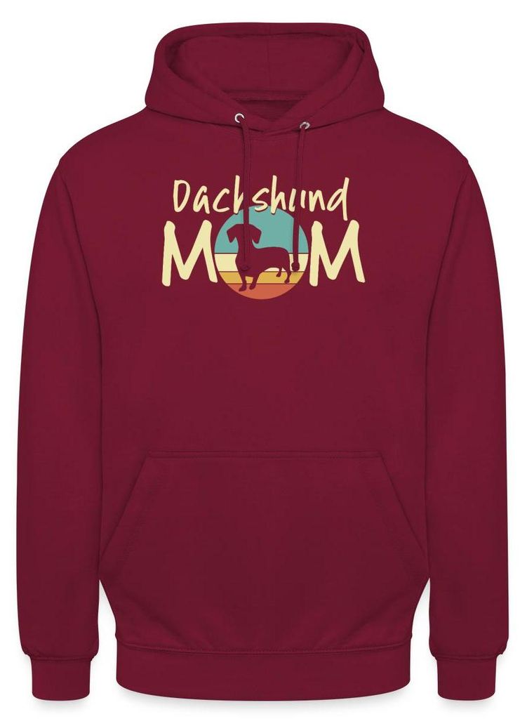 Spreadshirt Dachshund Mom | Dackel Mama Uni Hoodie, XXL, Bordeaux
