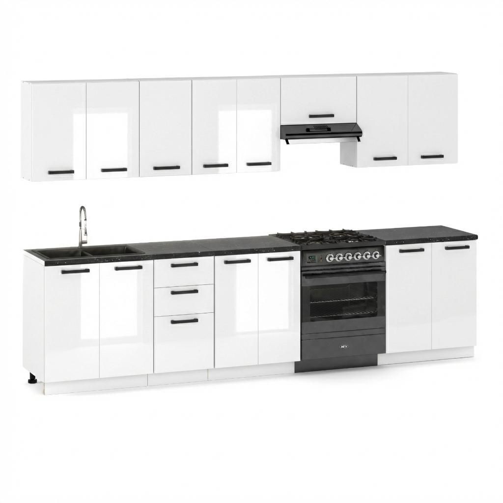 ULWEHOME | Küchenzeile 320 cm Weiß Hochglanz, Produktbild 