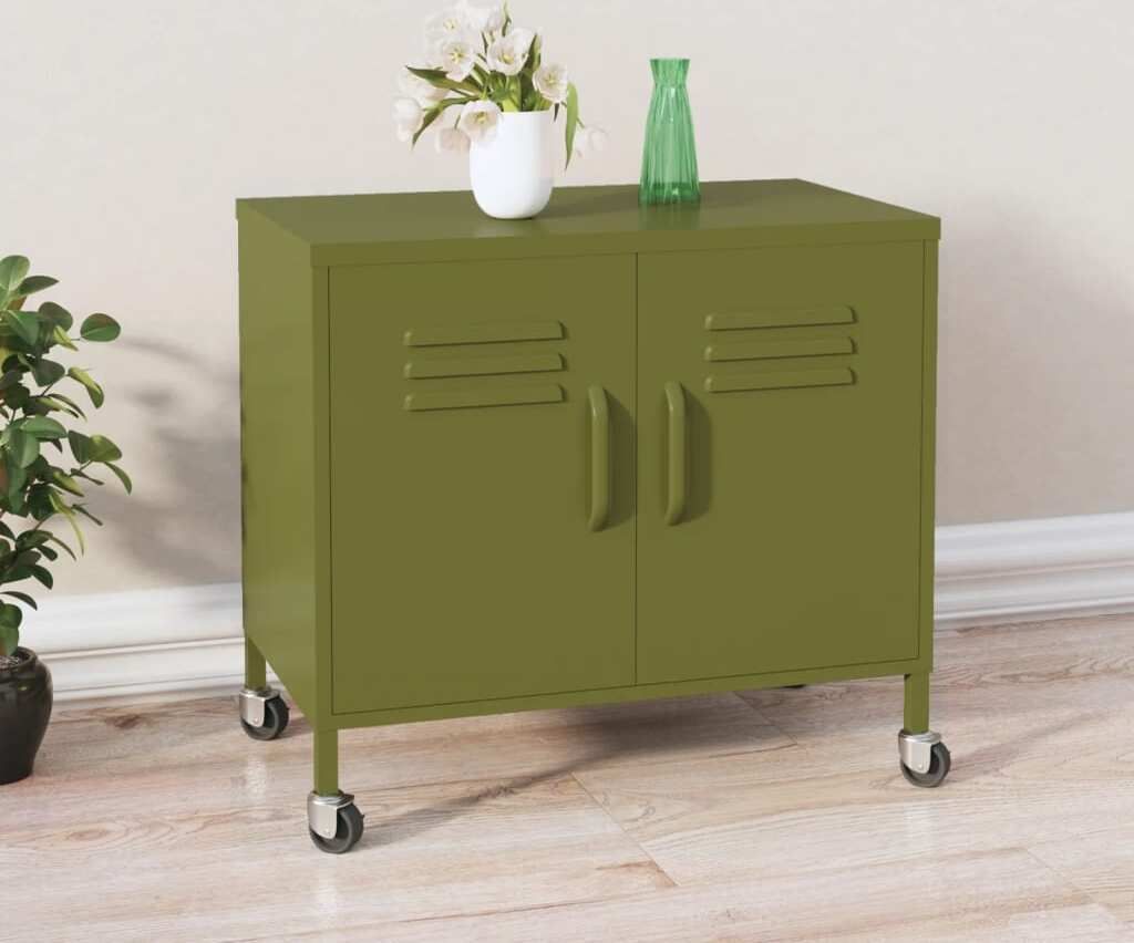 The Living Store Lagerschrank Olivgrün 60x35x56 cm Stahl