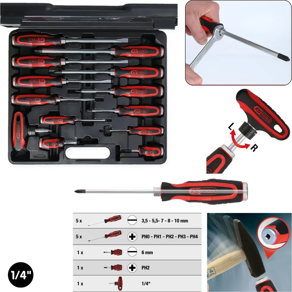 KS Tools 151.1150: Set 13 Giraviti con Lama Esagonale Passante - 16