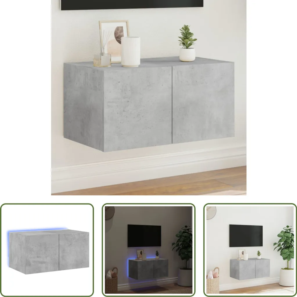Mobile TV Sospeso Grigio Cemento con Luci LED 60cm Living Store