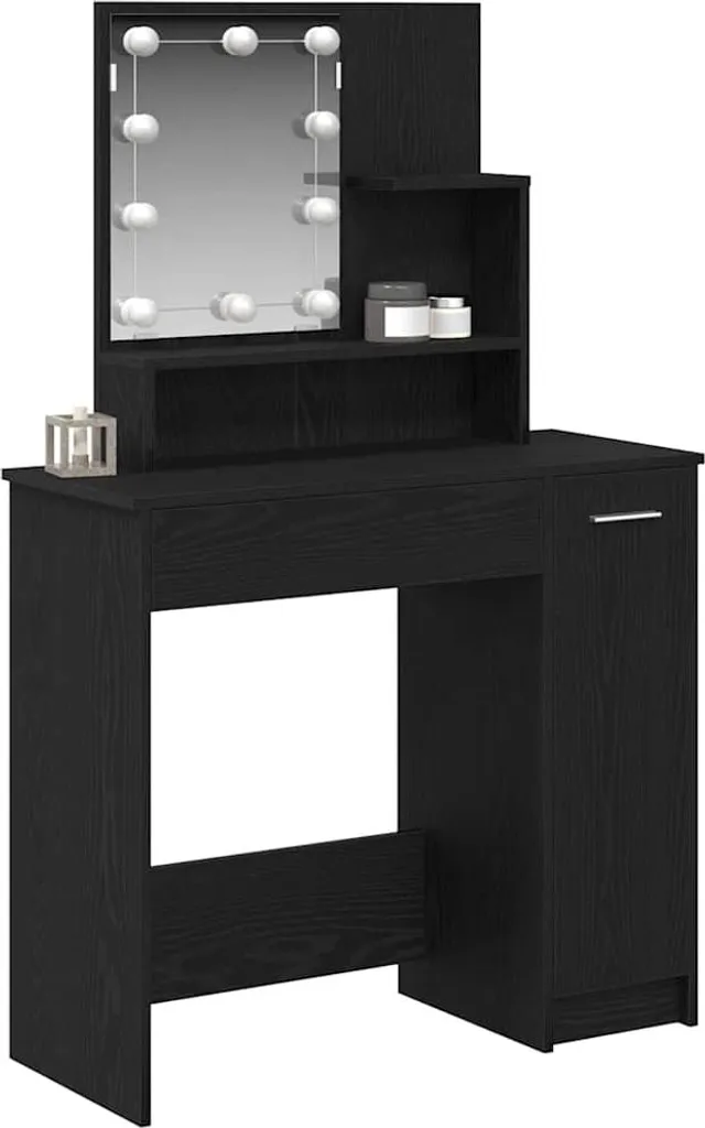 vidaXL Tavolino da Toilette Rovere Nero 86,5x35x136 cm | Arredo Camera