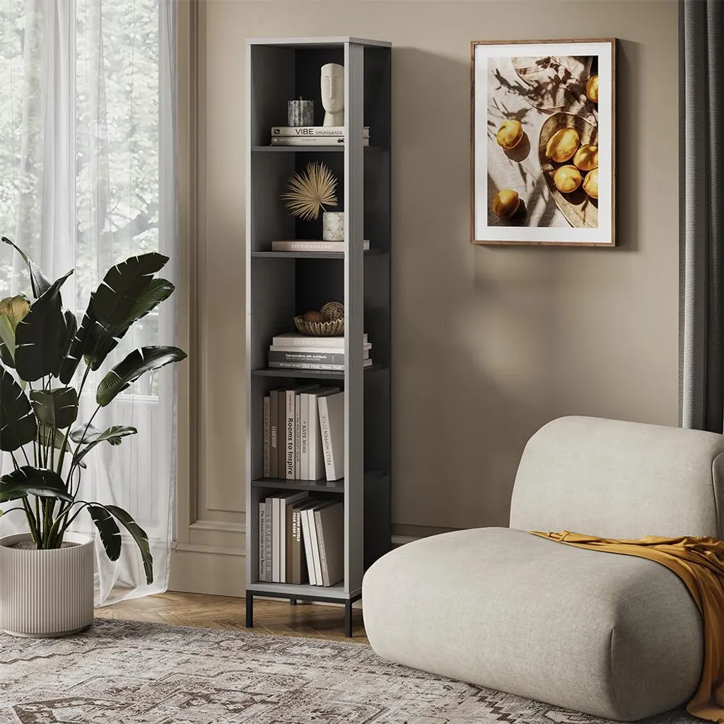 Bibliothèque Vicco Eliza Gris 36x188cm Modèle 56443 Colonne de Rangement