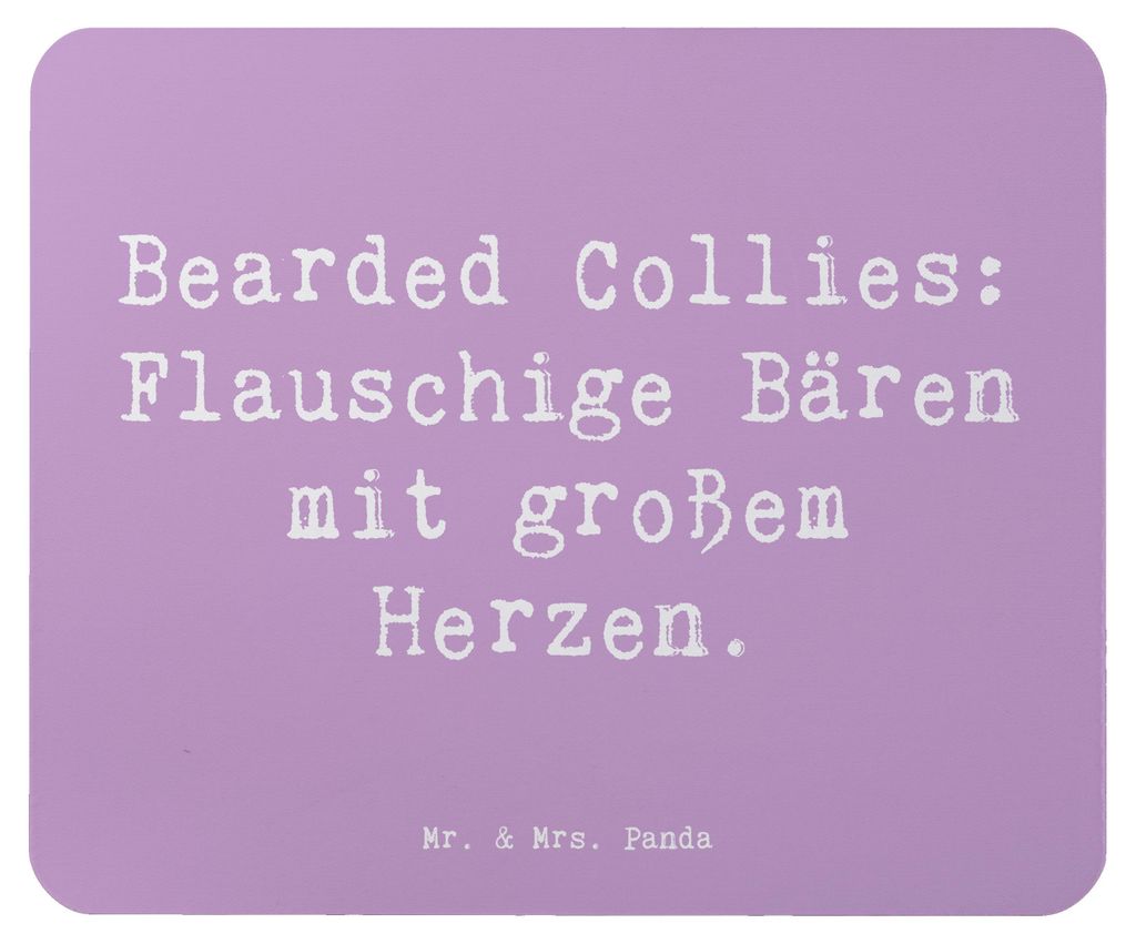 Mr. & Mrs. Panda Mousepad Spruch Bearded Collie Bärenherz - Lavendeltraum - Geschenk, Mauspad, Hunderassen, Verspieltheit, Arbeitshund, Hunde, lap...