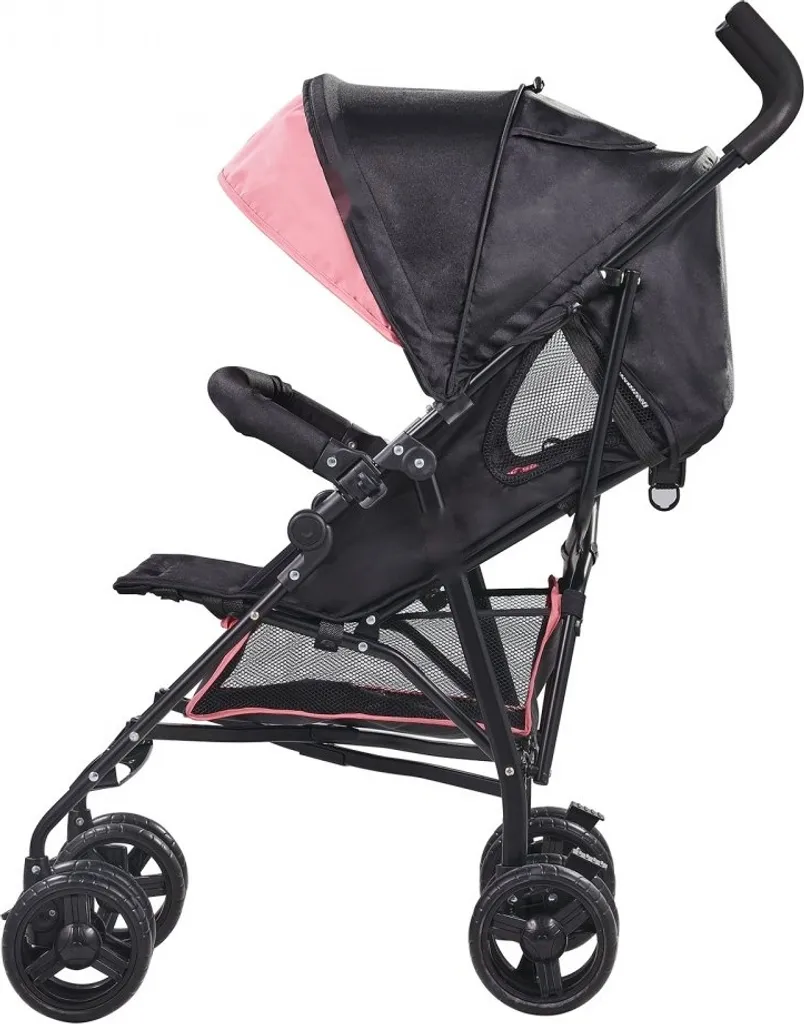 Poussette de voyage dossier réglable Noir et Rose - Modèle Compact Pro - 9