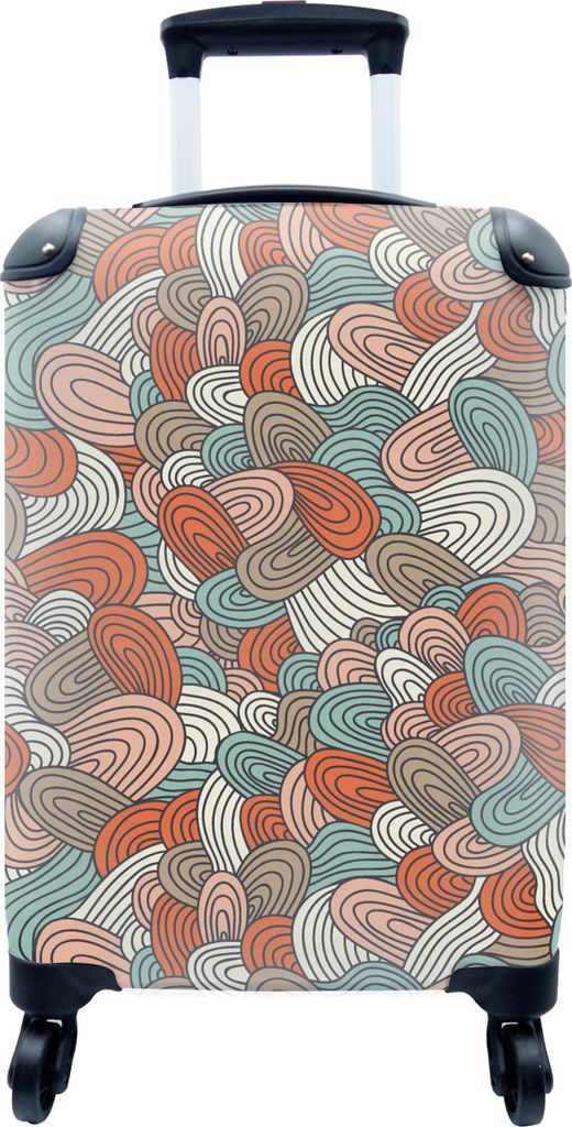 MuchoWow MuchoWow Koffer Handgepäck Trolley Rollkoffer Kleine Reisekoffer mit 4 Rollen - Boho - Muster - Linienkunst - Abstrakt - Cabin Size <...