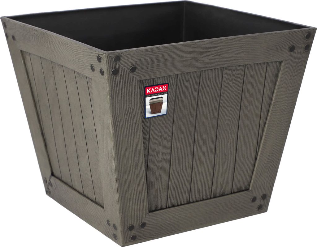 KADAX Kunststoff Blumentopf "Sori", Blumentöpfe, Gartentopf für Balkon, Quadratisch, Dunkelgrau, 30 cm