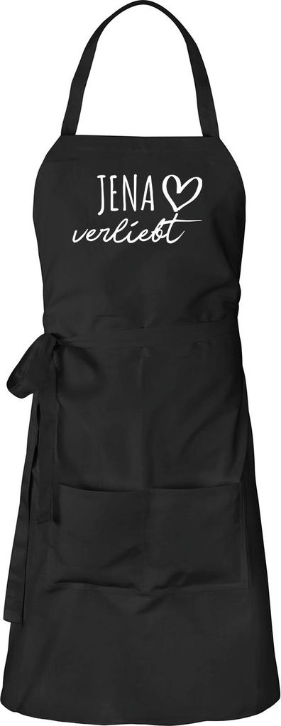 Huuraa Schürze Jena verliebt Schwarz mit Taschen Baumwolle Kochschürze Geschenkidee