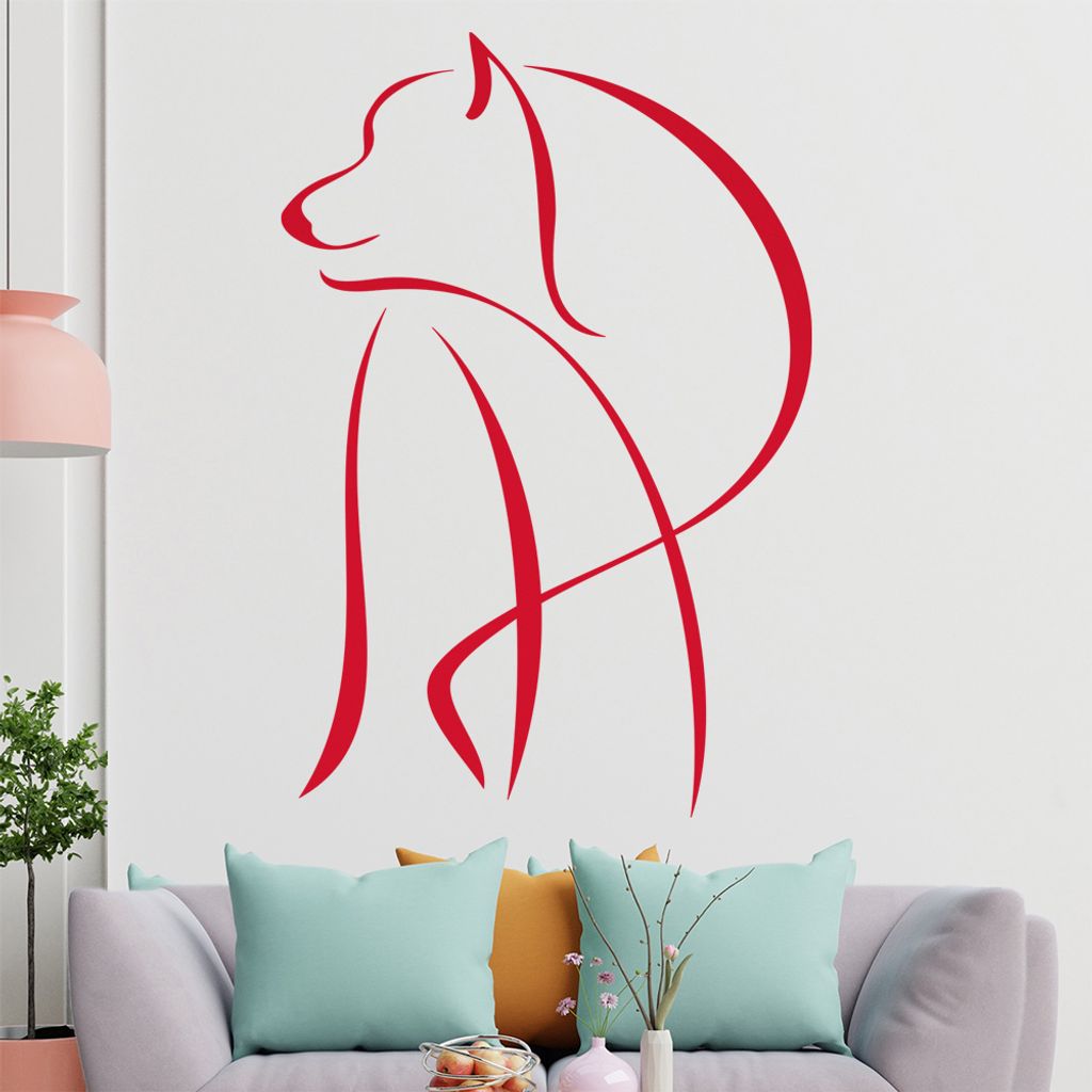 Wolf Linien - Wölfe Wandtattoo in 6 Größen - Wandaufkleber Wall Sticker - Dekoration, Küche, Wohnzimmer, Schlafzimmer, Badezimmer