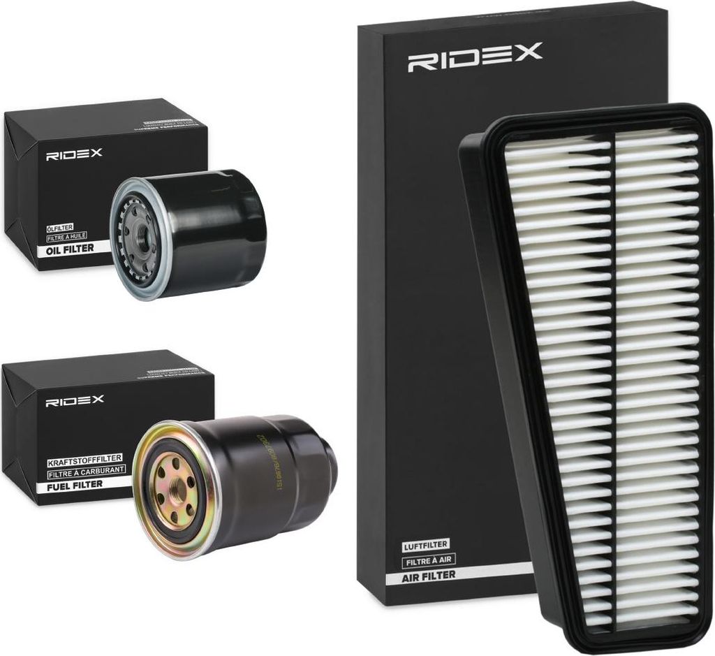 RIDEX Filterset Inspektionspaket Filtersatz für TOYOTA AVENSIS Kombi (T25) COROLLA Verso (ZER, ZZE12, R1) COROLLA (ZZE12, NDE12, ZDE12) RAV 4 II