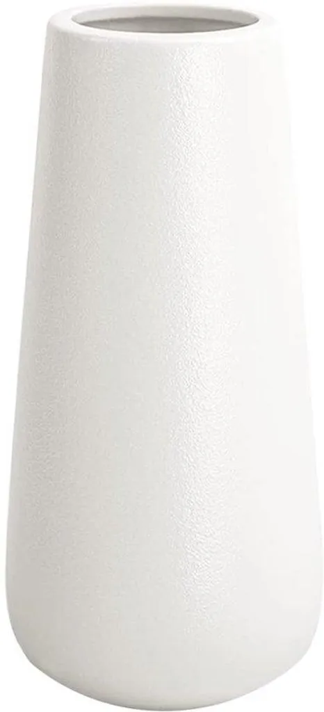 Grand vase décoratif blanc plat en céramique de 28 cm pour salon moderne