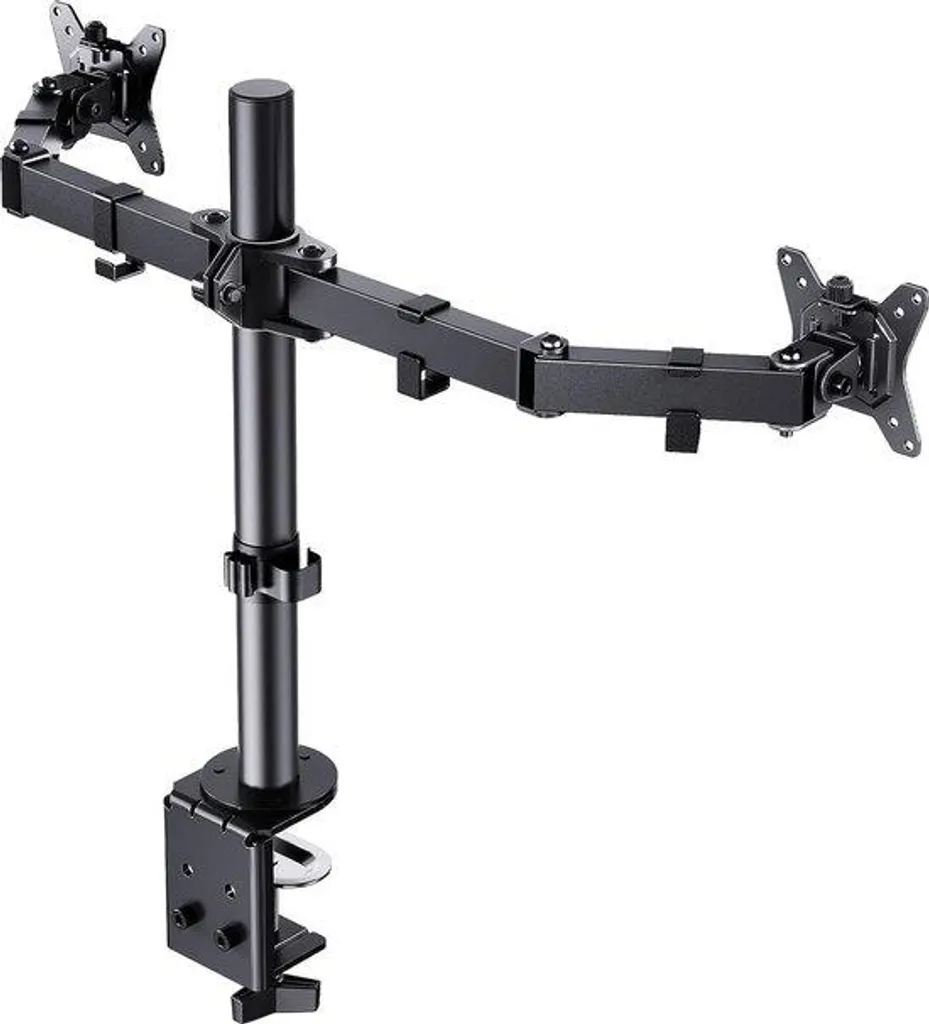 Support Écran PC Double Réglable en Hauteur Inclinaison ±85° Pivot 180°