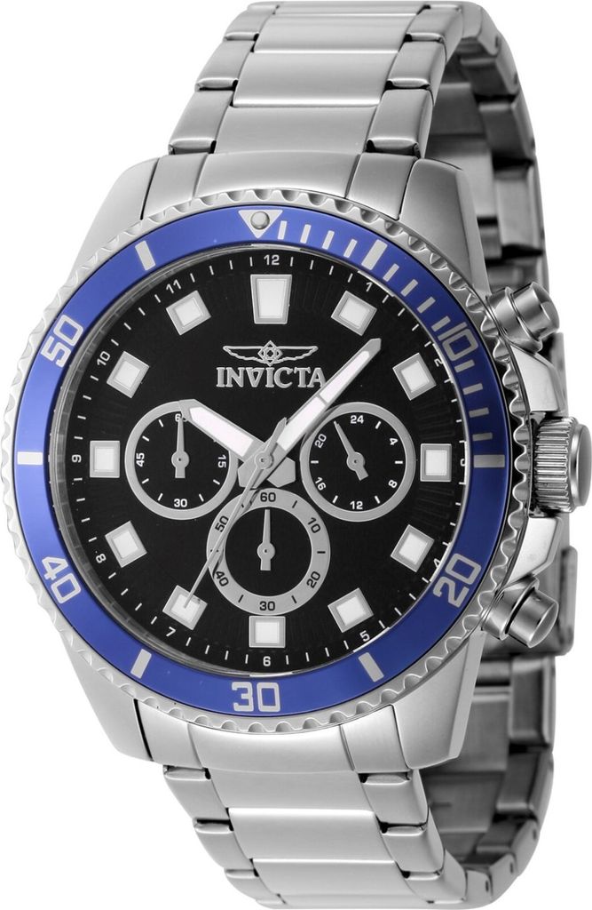 Invicta Pro Diver 46052 Herren uhr - Wasserdicht - Analog - Quarzuhrwerk - Edelstahl mit schwarzen zifferblat - 45mm