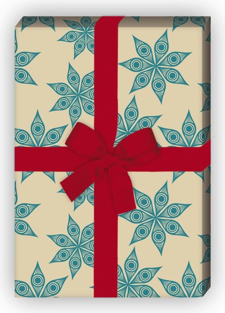 Edles grafisches Sternen Geschenkpapier nicht nur zu Weihnachten, beige - G8125, 32 x 48cm