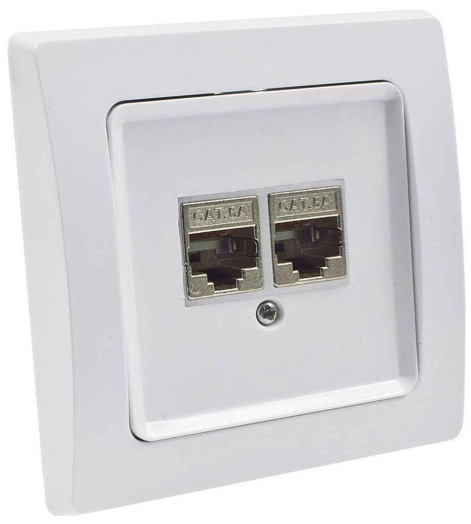 Prise réseau Delphi 2x CAT6a, blanc Image du produit 