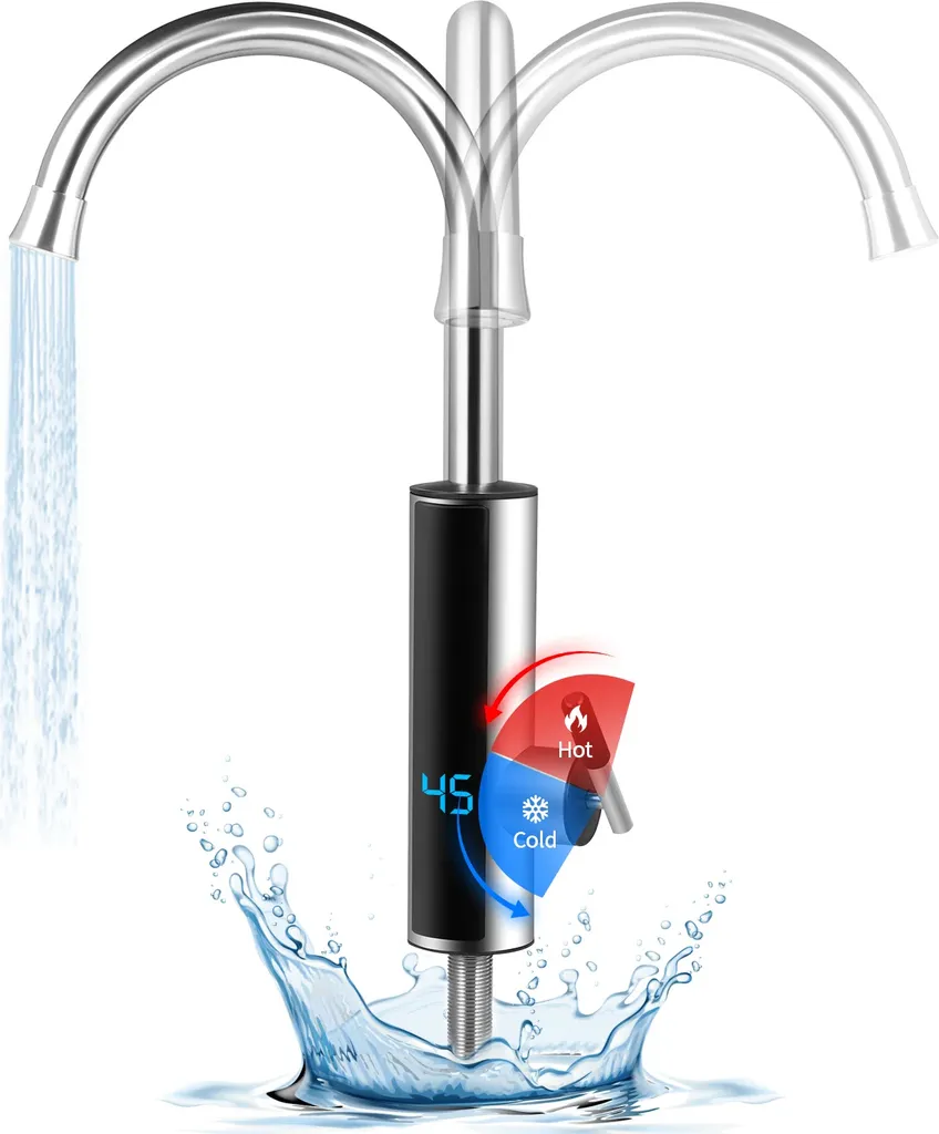 Robinet avec Eau Chaude Instantanée pour Cuisine et Salle de Bain LCD