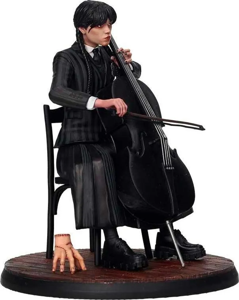 Figurine Violoncelle 15 cm Mercredi - Décoration de Collection Noire - 2