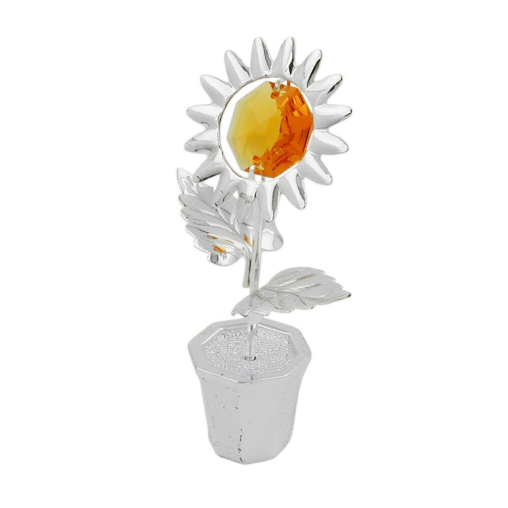 Tischdekoration 70mm Sonnenblume im Topf silber 70mm