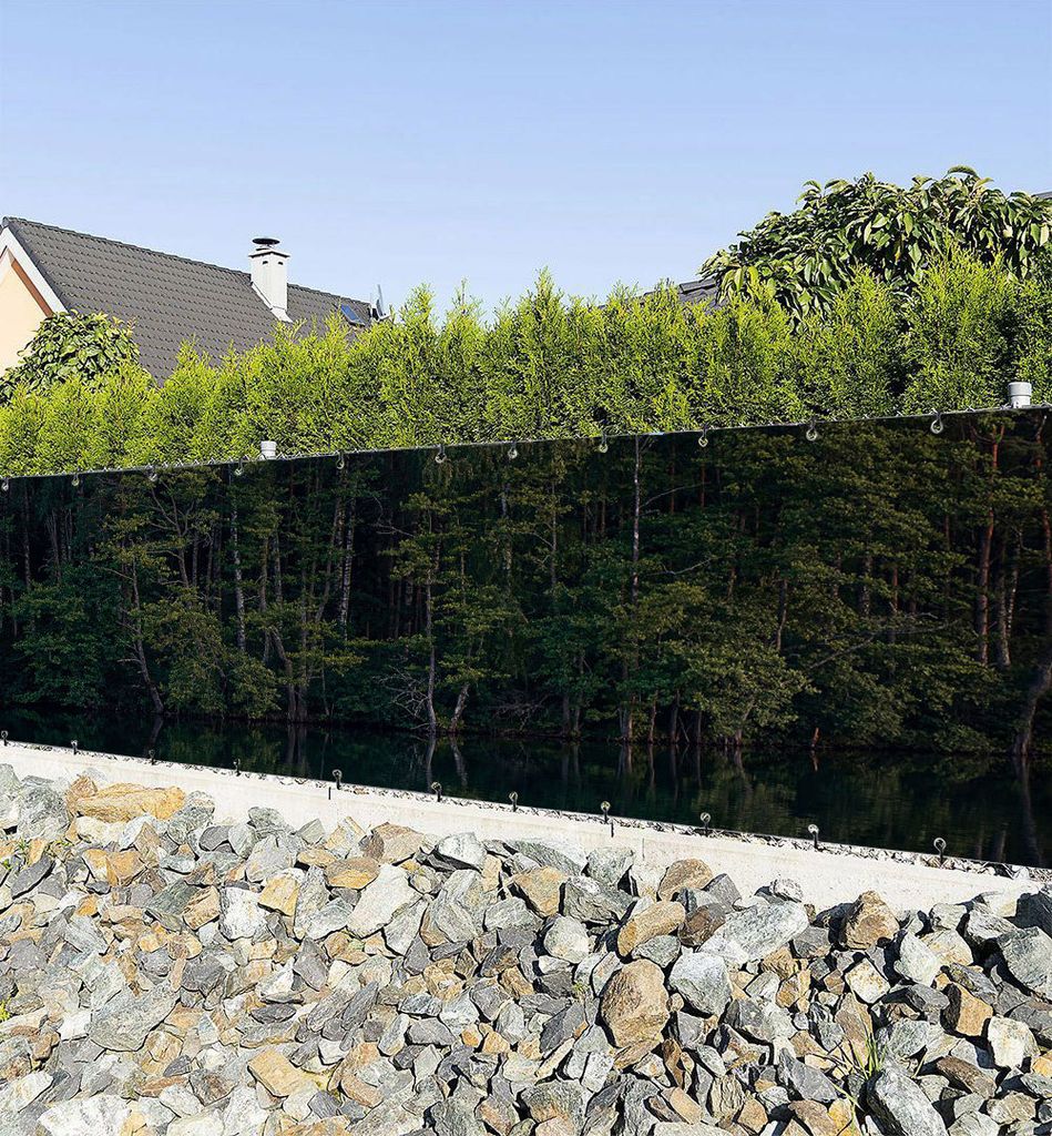 Zaunbanner dichte Waldspiegelung mit See Sichtschutz Garten Zaun