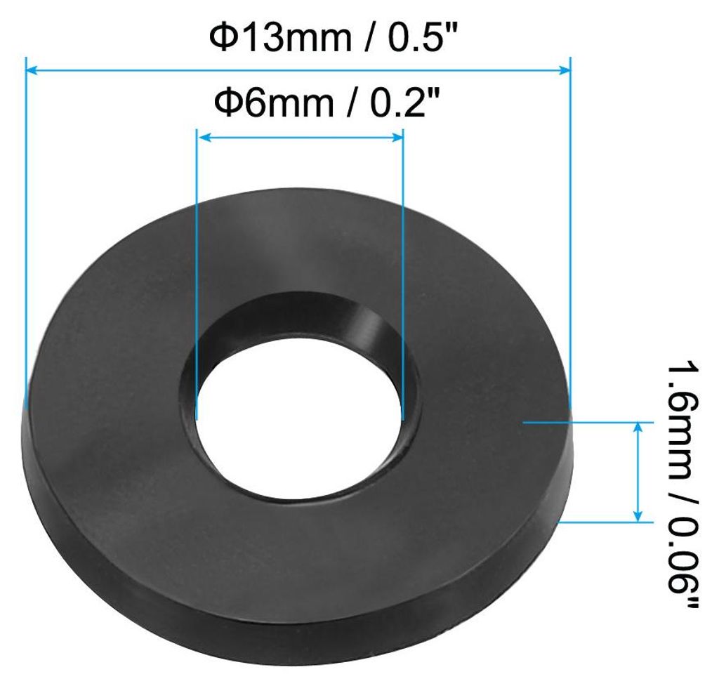 M6 Gummi Flache Unterlegscheiben 10 Packung 6mm ID 13mm AD 1,6mm Dick Dichtring Dichtungsringe Beilagscheiben fš¹r Wasserhahn Rohre Wasser Schlau...
