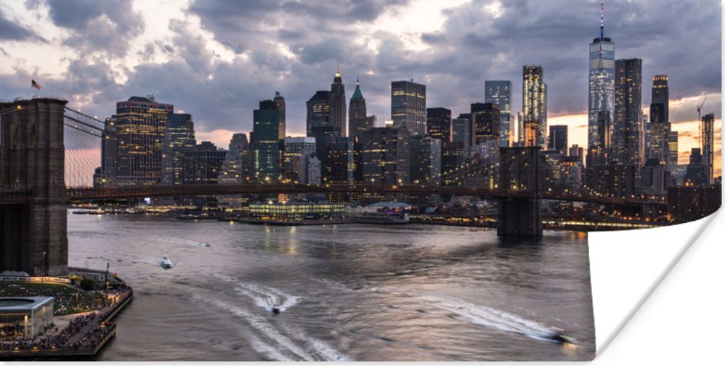 MuchoWow Poster New York - Brooklyn Bridge - Manhattan 160x80 cm - Foto Poster