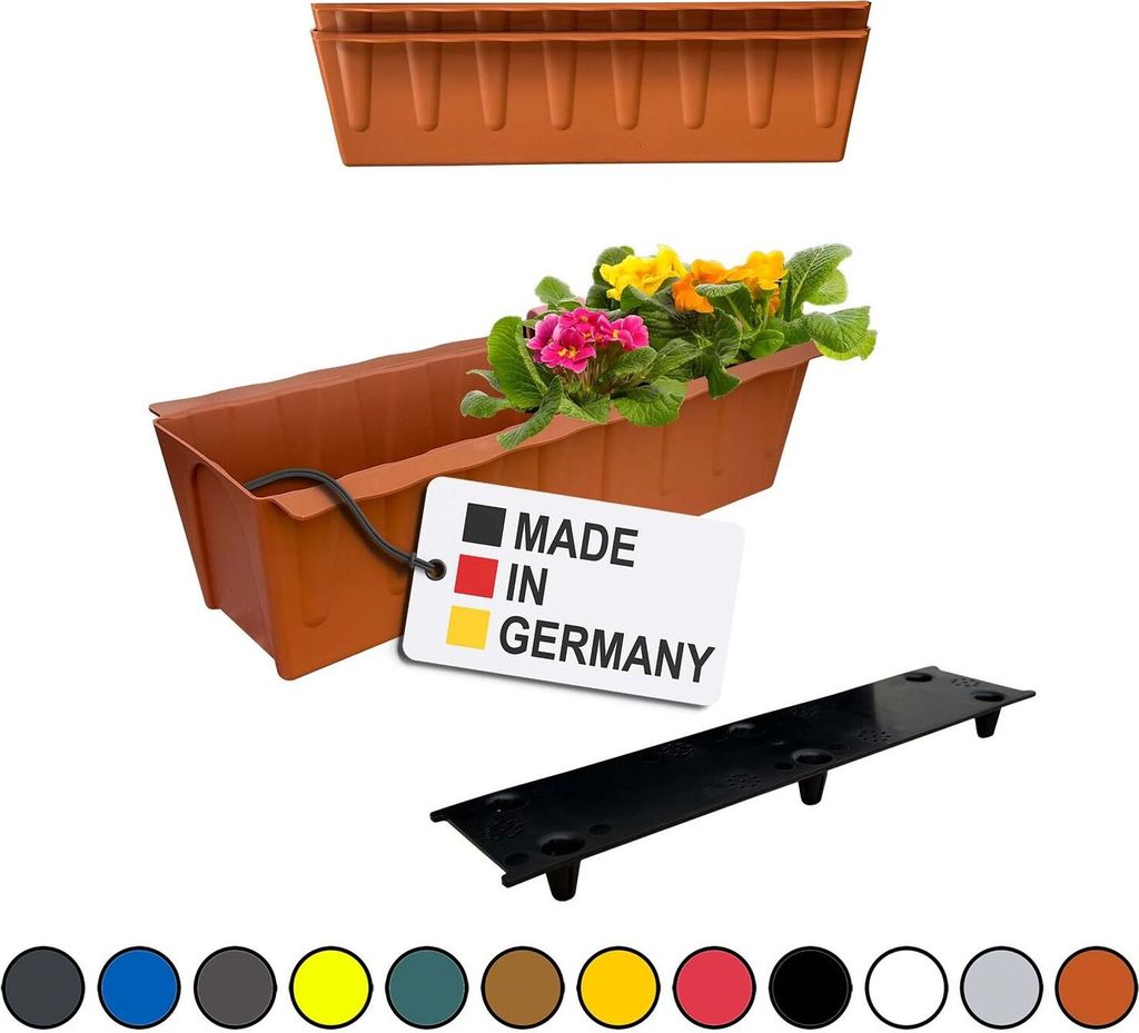 BURI 2 Euro-Paletten Blumenkästen-Einsätze inkl. Bewässerungsmatte | 37,3cm Terrakotta | Pflanzkasten für Europalette Palette | Balkonkasten | ...