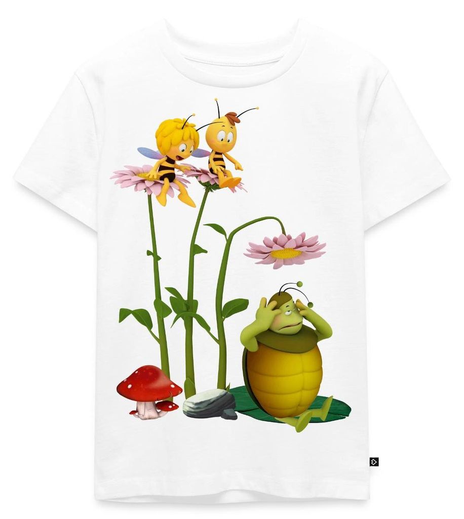 Spreadshirt Biene Maja Mistkäfer Kurt Kinder Premium T-Shirt, 122/128 (6 Jahre), Weiß