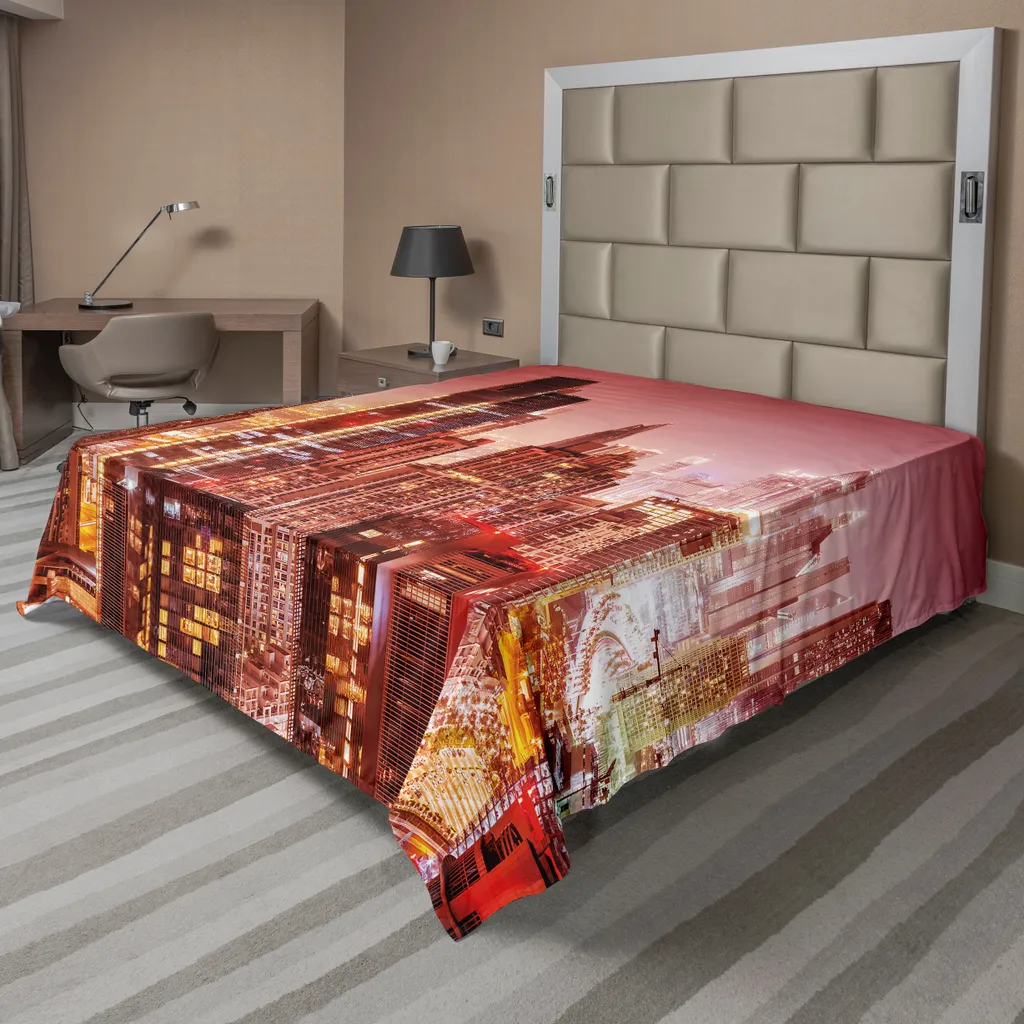 Drap de Lit Supérieur Motif Panoramique Dubaï pour Décoration Moderne