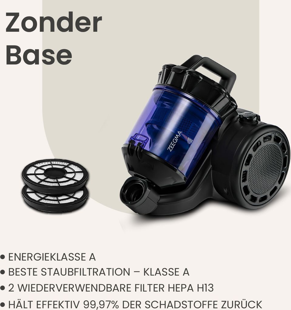 Staubsauger Zeegma Zonder Base beutellos mit Set von Produktbild 7