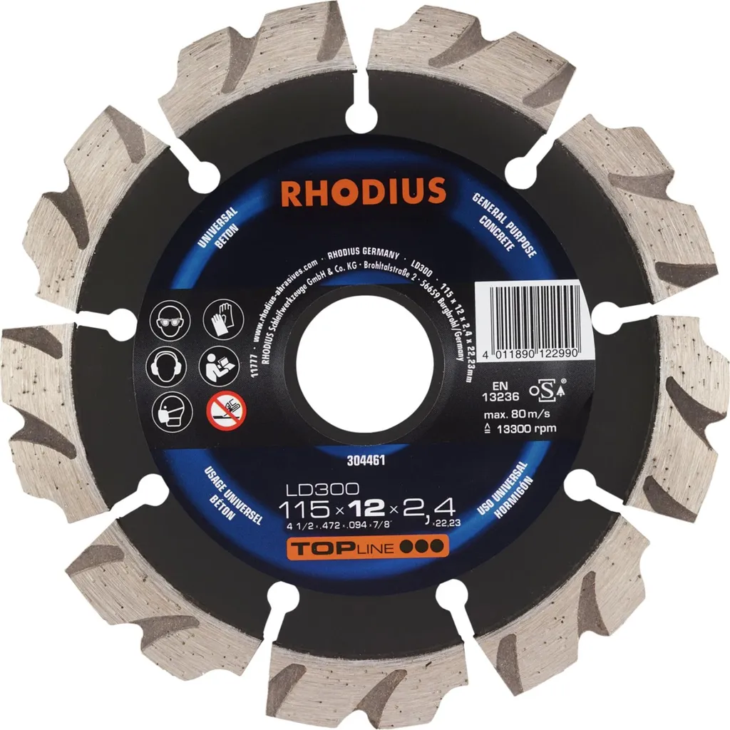 Disque diamant 115 mm ultra résistant pour béton, modèle 304461