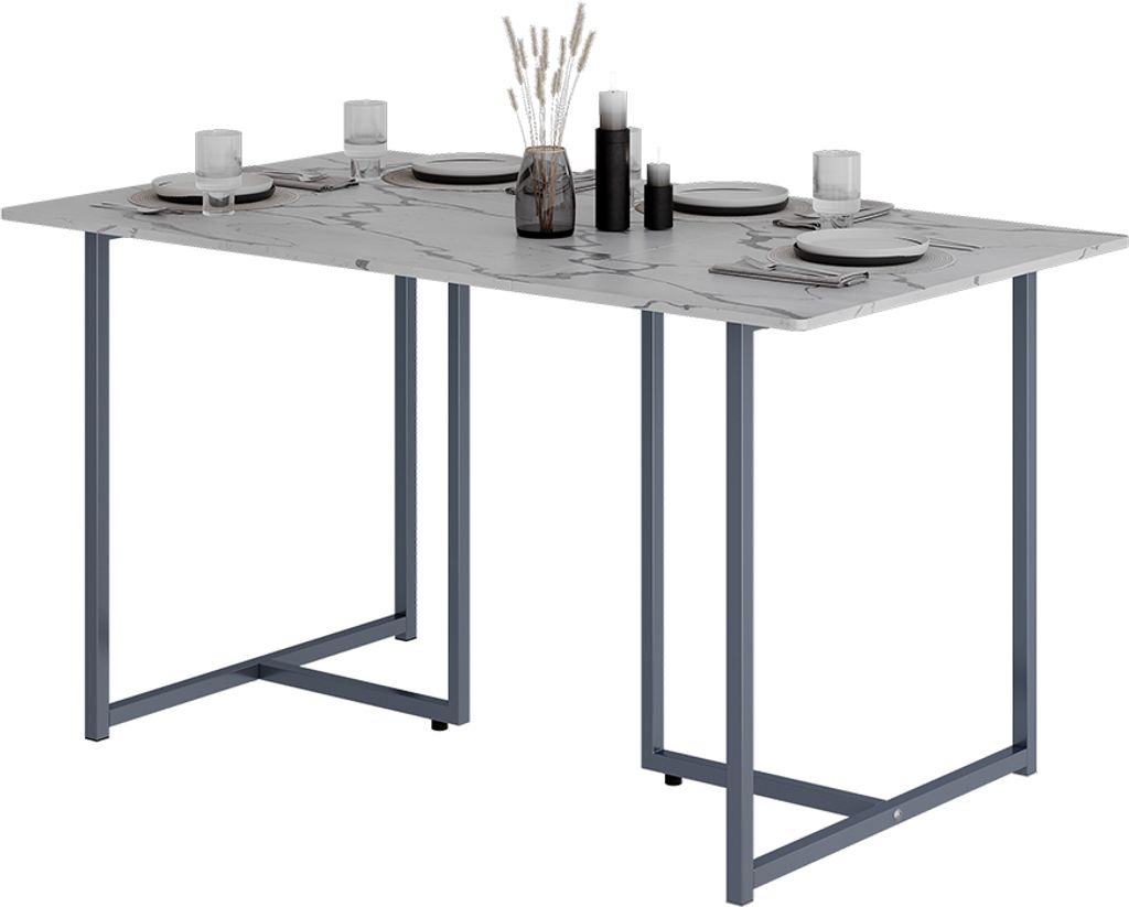 Esstisch Vicco Merido Grau/Marmor-Weiß 140 x 80 cm, Model