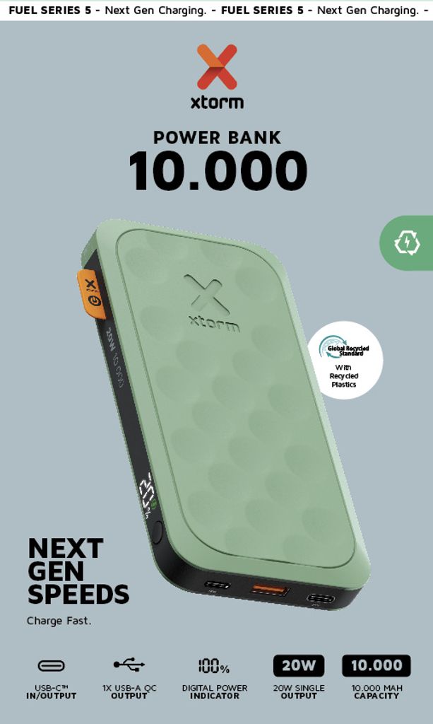 20W Fuel Series Powerbank 10.000mAh Sage Green (64126) Produktbild 