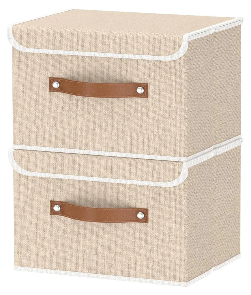Paniers de rangement pliables avec couvercle pour vêtements - Lot de 3