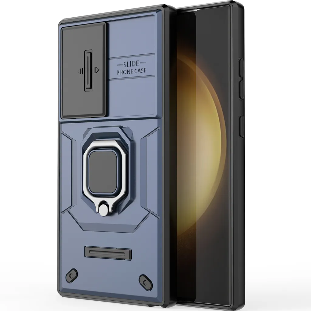 Custodia Rugged S24 Ultra Blu - Tactical Case con Ring Stand - 6