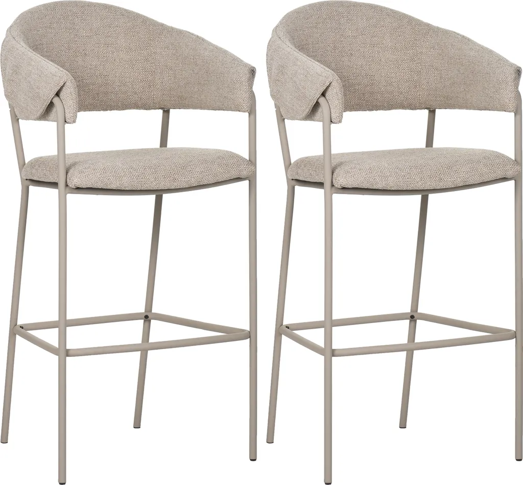 Chaise de bar Beige SALAMBETI Pieds Métal Repose-pieds Lot de 2 Set