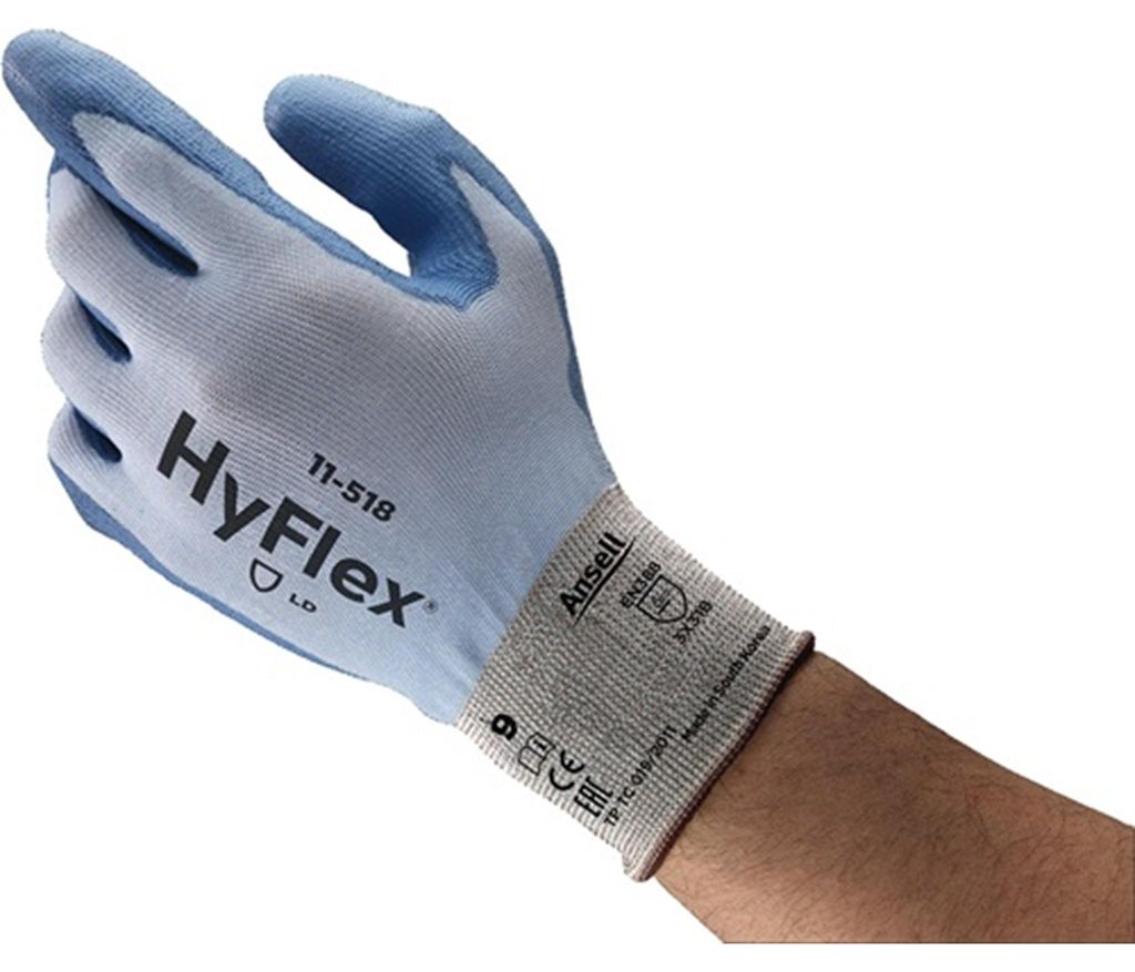 Ansell Handschuh EN388 Kat. II HyFlex 11-518 Gr. 9 Dyneema-Diamond/Elasthan/Nylon m.PU 12 Stk