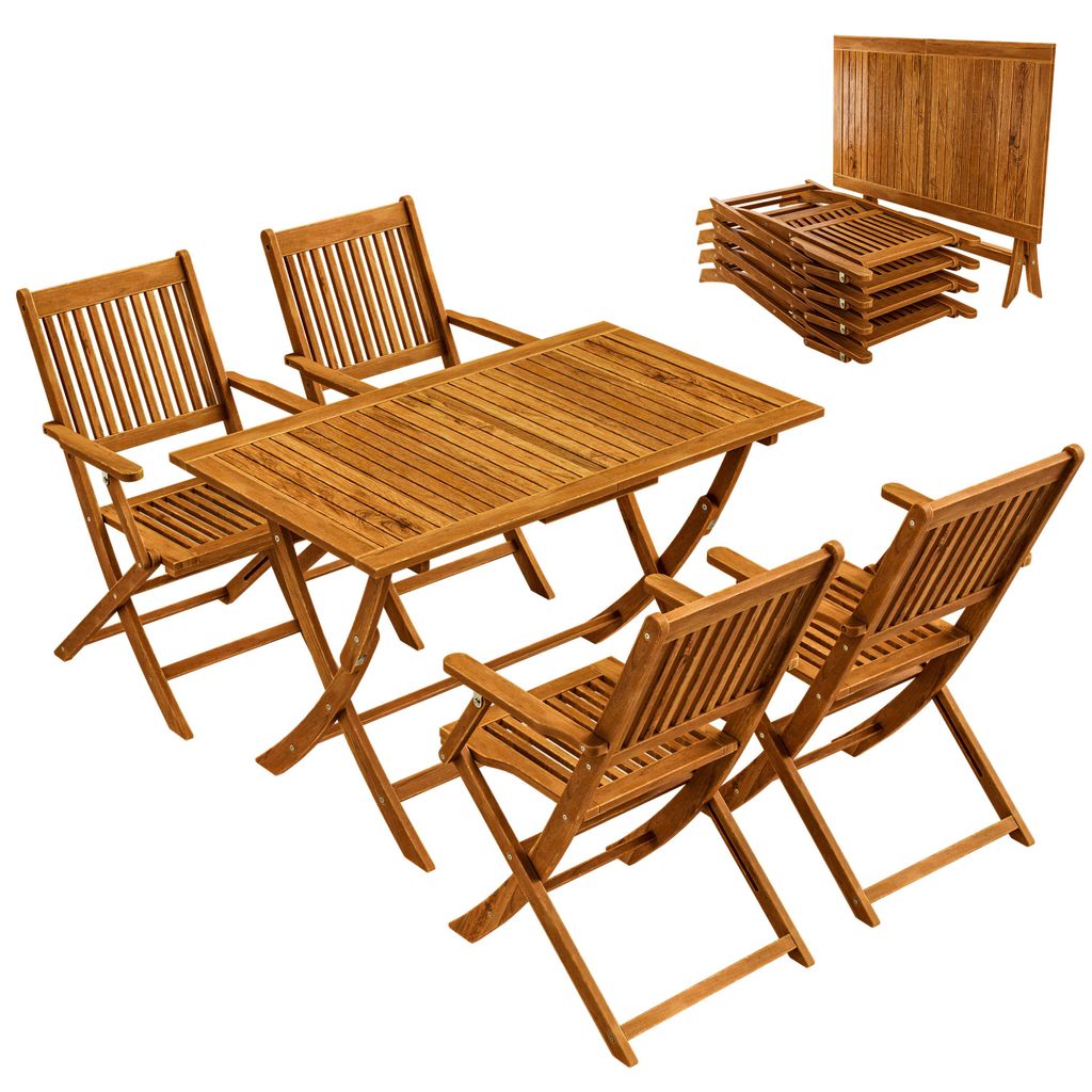 CASARIA® Gartenmöbel Set Wetterfest Klappbar Akazie 5-tlg. Produktbild 